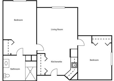 Avamere at South Hill 2 Bedroom 650 sq ft Floor Plan